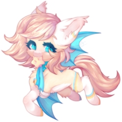 Size: 1200x1202 | Tagged: safe, artist:dustyonyx, oc, oc only, oc:silent rainbow, bat pony, pony, amputee, chibi, female, filly, mouth hold, pale belly, simple background, solo, stars, transparent background