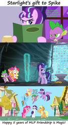 Size: 660x1211 | Tagged: safe, edit, edited screencap, hundreds of users filter this tag, screencap, apple bloom, applejack, fluttershy, pinkie pie, rainbow dash, rarity, scootaloo, spike, starlight glimmer, sweetie belle, twilight sparkle, alicorn, dragon, earth pony, pegasus, pony, unicorn, g4, the cutie map, abuse, applebuse, crusaderbuse, cutie mark crusaders, discovery family logo, female, filly, male, mane seven, mane six, mare, scootabuse, staff, staff of sameness, sweetiebuse, twilight sparkle (alicorn), winged spike
