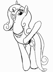 Size: 329x443 | Tagged: safe, artist:dinexistente, sweetie belle, pony, unicorn, g4, clothes, dress, female, lineart, mare, older, older sweetie belle, raised hoof, simple background, singing, smiling, white background