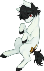 Size: 1289x2083 | Tagged: safe, artist:pictorch, oc, oc only, oc:kei, earth pony, pony, black hair, black mane, hooves, hooves to the chest, male, messy hair, messy mane, red eyes, short hair, short mane, short tail, simple background, solo, stallion, transparent background
