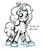 Size: 2984x3552 | Tagged: safe, artist:coco-drillo, pinkie pie, earth pony, pony, g4, chest fluff, curly mane, cute, ear fluff, female, freeze, high res, ice, ice cubes, ice skating, inktober, inktober 2019, monochrome, pinktober, ponk, silly, skating, solo, swirls, swirly mane