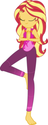 Size: 4376x11257 | Tagged: safe, artist:marcorulezzz, sunset shimmer, equestria girls, equestria girls series, g4, wake up!, spoiler:choose your own ending (season 2), spoiler:eqg series (season 2), barefoot, clothes, eyes closed, feet, female, pants, simple background, sleeveless, solo, transparent background, vector, wake up!: rainbow dash, yoga, yoga pants