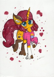 Size: 4920x6972 | Tagged: safe, artist:luxiwind, oc, oc only, oc:marion, pony, unicorn, absurd resolution, clothes, female, mare, solo, sweater, traditional art