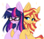 Size: 1738x1518 | Tagged: safe, artist:avrameow, sci-twi, sunset shimmer, twilight sparkle, pony, unicorn, g4, blushing, chest fluff, equestria girls ponified, female, glasses, lesbian, mare, ship:sci-twishimmer, ship:sunsetsparkle, shipping, simple background, smiling, unicorn sci-twi, white background