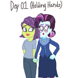 Size: 1500x1620 | Tagged: safe, artist:ktd1993, principal abacus cinch, victoria, equestria girls, g4, 1, 30 day otp challenge, cinchtoria, female, holding hands, lesbian