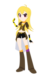 Size: 792x1224 | Tagged: safe, artist:lhenao, human, equestria girls, g4, blonde, crossover, ember celica, eqg promo pose set, equestria girls-ified, gauntlet, gun, robotic arm, rwby, shotgun, solo, weapon, yang xiao long