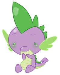 Size: 400x504 | Tagged: safe, artist:cmvm, part of a set, spike, dragon, g4, blushing, chibi, cute, male, pixiv, simple background, solo, spikabetes, transparent background