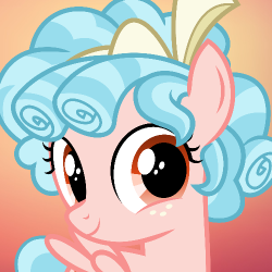 Size: 250x250 | Tagged: source needed, useless source url, safe, cozy glow, pegasus, pony, g4, bow, cozybetes, cute, female, filly, freckles, gradient background, hair bow, smiling, solo