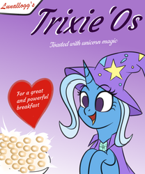 Size: 900x1080 | Tagged: safe, artist:sadtrooper, trixie, pony, unicorn, g4, cereal, cute, diatrixes, female, food, heart, mare, meme, no catchlights, no pupils, open mouth, smile.cereal, solo