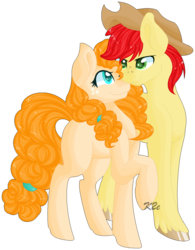 Size: 898x1152 | Tagged: safe, artist:anitapadillax3, bright mac, pear butter, earth pony, pony, g4, cute, female, freckles, hat, looking at each other, male, mare, ship:brightbutter, shipping, simple background, speedpaint available, stallion, straight, transparent background