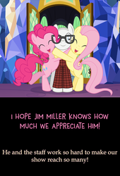 Size: 612x900 | Tagged: safe, artist:mlp-silver-quill, fluttershy, pinkie pie, pony, g4, cropped, hug, jim miller, ponified