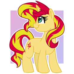 Size: 1024x1024 | Tagged: safe, artist:jen-neigh, sunset shimmer, pony, unicorn, g4, abstract background, cute, female, mare, profile, shimmerbetes, solo
