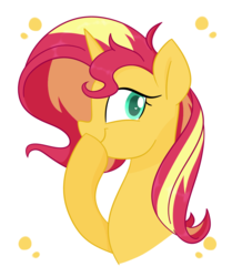 Size: 928x1112 | Tagged: safe, artist:ch-chau, sunset shimmer, pony, unicorn, g4, bust, cute, female, mare, portrait, profile, shimmerbetes, simple background, solo, white background