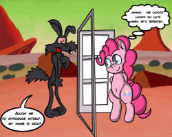Size: 3000x2400 | Tagged: safe, artist:saburdaimando, pinkie pie, pony, g4, belly button, bipedal, burnt, high res, looney tunes, mud, operation: rabbit, wile e coyote