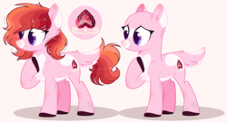 Size: 4800x2600 | Tagged: safe, artist:sh3llysh00, oc, oc only, oc:ruby heart, earth pony, pony, bald, female, magical lesbian spawn, mare, offspring, parent:pinkie pie, parent:twilight sparkle, parents:twinkie, reference sheet, solo