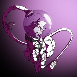 Size: 4370x4387 | Tagged: safe, artist:rexyseven, oc, oc only, oc:rusty gears, earth pony, pony, absurd resolution, astronaut, crack, female, mare, monochrome, solo, spacesuit