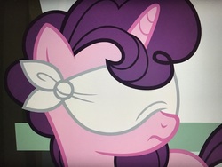 Size: 4032x3024 | Tagged: safe, screencap, sugar belle, pony, unicorn, g4, the big mac question, blindfold, cropped, female, mare, solo