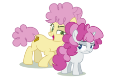 Size: 1720x1116 | Tagged: safe, artist:browniepawyt, li'l cheese, oc, oc:poppy sprinkle, pony, unicorn, g4, the last problem, female, filly, half-siblings, offspring, older li'l cheese, parent:party favor, parent:pinkie pie, parents:partypie, simple background, transparent background