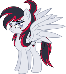 Size: 3743x4195 | Tagged: safe, artist:fuzzybrushy, oc, oc only, oc:valkyrie junkers, pegasus, pony, eye scar, movie accurate, scar, simple background, solo, spread wings, transparent background, wings