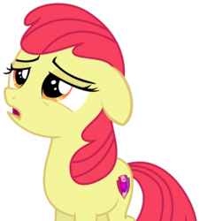 Size: 2831x2909 | Tagged: safe, artist:sketchmcreations, edit, editor:slayerbvc, vector edit, apple bloom, earth pony, pony, g4, on your marks, accessory-less edit, cutie mark, depressed, female, filly, floppy ears, high res, inkscape, missing accessory, open mouth, sad, simple background, singing, solo, the cmc's cutie marks, transparent background, vector