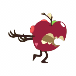 Size: 600x600 | Tagged: safe, living apple, g4, the big mac question, ambiguous gender, animated, apple, food, food monster, monster, naruto run, no pony, open mouth, running, simple background, solo, transparent background