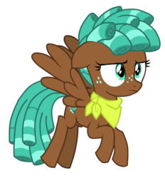 Size: 2659x2860 | Tagged: safe, artist:corporalvortex, spur, pegasus, pony, g4, growing up is hard to do, curly hair, female, filly, flying, freckles, high res, medibang paint, neckerchief, simple background, solo, teenager, transparent background, vector