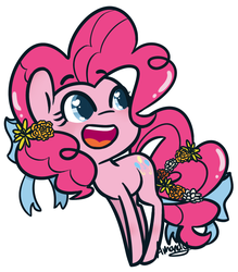 Size: 1165x1331 | Tagged: safe, artist:lilliesinthegarden, pinkie pie, earth pony, pony, g4, bow, cute, diapinkes, female, flower, flower in hair, hair bow, heart eyes, mare, open mouth, simple background, solo, tail bow, white background, wingding eyes