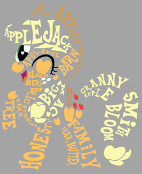 Size: 815x997 | Tagged: safe, artist:raindashesp, applejack, earth pony, pony, g4, female, mare, simple background, solo, vector, word art, word cloud