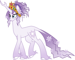 Size: 1027x835 | Tagged: safe, artist:faith-wolff, edit, editor:mugen kagemaru, tree of harmony, oc, oc only, oc:harmony (heilos), classical unicorn, pony, unicorn, big crown thingy, cloven hooves, element of generosity, element of honesty, element of kindness, element of laughter, element of loyalty, element of magic, elements of harmony, flower, flower in hair, horn, jewelry, leonine tail, ponified, regalia, simple background, smiling, solo, unshorn fetlocks, white background