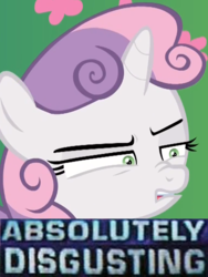 Size: 540x718 | Tagged: safe, edit, edited screencap, screencap, sweetie belle, pony, unicorn, g4, the big mac question, absolutely disgusting, cropped, female, filly, meme, reaction image, solo