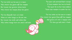 Size: 1600x900 | Tagged: safe, bird, goose, green background, poem, simple background, text, untitled goose game
