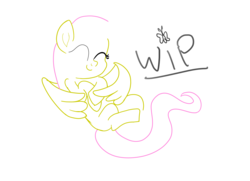 Size: 4200x3041 | Tagged: safe, artist:n3ro 182, fluttershy, pegasus, pony, g4, cute, female, hug, lineart, mare, one eye closed, solo, wings, wink, wip