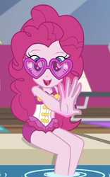 Size: 668x1068 | Tagged: safe, screencap, pinkie pie, equestria girls, g4, i'm on a yacht, spoiler:eqg series (season 2), clothes, cropped, cute, diapinkes, female, pinkie pie swimsuit, solo, sunglasses, swimsuit