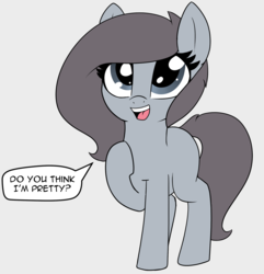 Size: 2004x2075 | Tagged: safe, artist:axlearts, oc, oc only, oc:delpone, earth pony, pony, high res, simple background, smiling, solo, standing, text