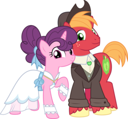 Size: 5500x5123 | Tagged: safe, artist:jhayarr23, big macintosh, sugar belle, earth pony, pony, unicorn, g4, the big mac question, absurd resolution, cute, female, husband and wife, male, mare, ship:sugarmac, shipping, show accurate, simple background, smiling, stallion, straight, transparent background, vector
