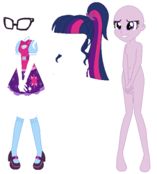 Size: 485x537 | Tagged: safe, artist:cathylility, artist:ra1nb0wk1tty, artist:selenaede, sci-twi, twilight sparkle, human, equestria girls, g4, base, clothes, glasses, high heels, shoes, socks, stockings, thigh highs