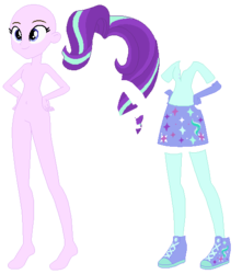 Size: 492x557 | Tagged: safe, artist:cathylility, artist:ra1nb0wk1tty, artist:selenaede, starlight glimmer, equestria girls, g4, alternate hairstyle, barbie doll anatomy, base, clothes, converse, fingerless gloves, gloves, shoes, sneakers, socks, stockings, thigh highs