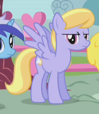 Size: 196x226 | Tagged: safe, screencap, cloud kicker, minuette, pegasus, pony, g4, griffon the brush off, background pony, cropped, female, mare, solo focus, unamused