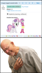 Size: 786x1366 | Tagged: safe, sweetie belle, human, pony, unicorn, derpibooru, equestria girls, g4, cute, diasweetes, heart attack, hnnng, irl, irl human, meme, meta, photo, tags