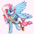 Size: 1792x1755 | Tagged: safe, artist:noxi1_48, kerfuffle, pegasus, pony, g4, rainbow roadtrip, amputee, blue, chest fluff, clothes, cute, female, fluffy, fufflebetes, hair tie, hairpin, happy, kerfluffle, open mouth, pincushion, pink, prosthetic leg, prosthetic limb, prosthetics, solo, spread wings, traditional art, vest, wings