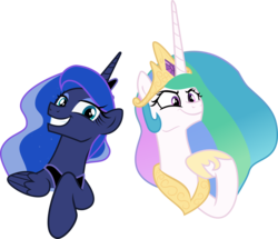 Size: 6066x5226 | Tagged: safe, artist:sollace, princess celestia, princess luna, alicorn, pony, between dark and dawn, g4, .svg available, chiselled jawline, duo, faic, jewelry, regalia, show accurate, simple background, smiling, transparent background, vector