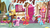 Size: 1600x900 | Tagged: safe, screencap, big macintosh, cup cake, discord, spike, sugar belle, dragon, g4, my little pony: friendship is magic, the big mac question, blindfold, cupcake, door, food, garden, stairs, sugarcube corner, window, winged spike, wings