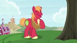 Size: 1920x1080 | Tagged: safe, screencap, big macintosh, earth pony, pony, g4, the big mac question, apple, apple tree, male, solo, stallion, tree