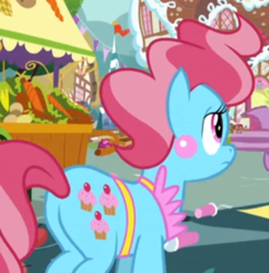 Size: 562x570 | Tagged: safe, screencap, cup cake, earth pony, pony, g4, the big mac question, butt, cropped, plot
