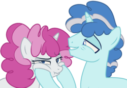 Size: 1228x843 | Tagged: safe, artist:browniepawyt, party favor, oc, oc:poppy sprinkle, pony, g4, base used, cheek squish, offspring, older, parent:party favor, parent:pinkie pie, parents:partypie, scrunchy face, simple background, squishy cheeks, transparent background