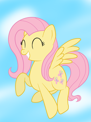 Size: 1224x1632 | Tagged: safe, artist:sharkcastic, fluttershy, pegasus, pony, g4, cloud, cute, eyes closed, female, mare, shyabetes, sky, smiling, solo
