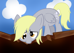 Size: 1427x1024 | Tagged: safe, artist:sharkcastic, derpy hooves, pegasus, pony, g4, the last roundup, anything i can do to help, cute, derpabetes, female, looking down, mare, scene interpretation, solo