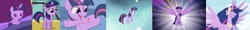 Size: 4131x500 | Tagged: safe, edit, edited screencap, screencap, twilight sparkle, alicorn, pony, unicorn, a canterlot wedding, ail-icorn, g4, magical mystery cure, the last problem, spoiler:interseason shorts, age progression, ascension realm, baby, baby pony, babylight sparkle, bed, cropped, crown, cute, cutie mark, female, filly, filly twilight sparkle, flank, floating, flying, foal, jewelry, majestic, mare, older, older twilight, older twilight sparkle (alicorn), princess celestia's special princess making dimension, princess twilight 2.0, regalia, singing, solo, twiabetes, twilight sparkle (alicorn), unicorn twilight, wings, younger
