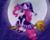 Size: 2912x2312 | Tagged: safe, artist:tuxisthename, pinkie pie, earth pony, pony, g4, broom, clothes, cute, diapinkes, female, flying, flying broomstick, full moon, halloween, hat, high res, holiday, mare, moon, night, profile, sitting, sky, solo, stars, witch, witch costume, witch hat