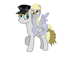 Size: 731x574 | Tagged: safe, artist:theguythataidspeople, derpy hooves, oc, oc:snowball, pegasus, pony, g4, female, male, mare, simple background, stallion, white background